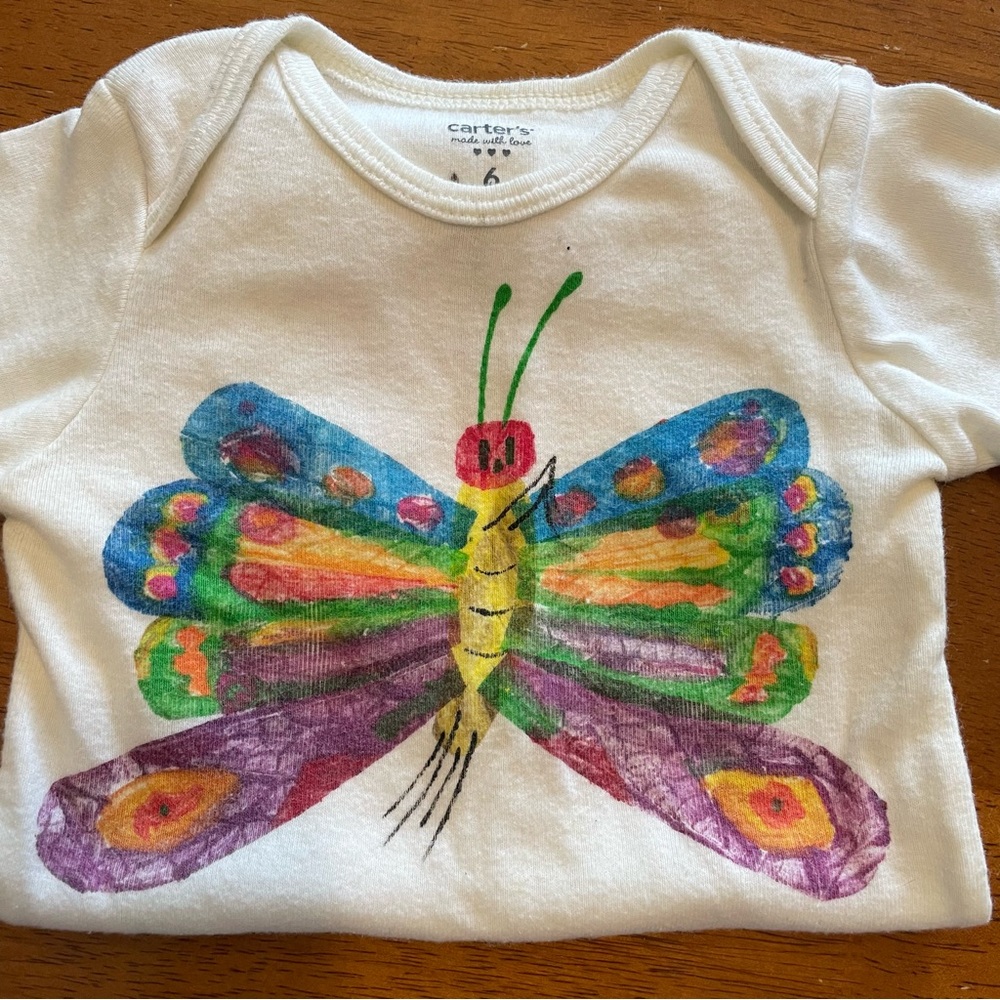 Hand Painted Hungry Caterpillar 🐛🦋 Long Sleeved Onsie - Sz 6 mo